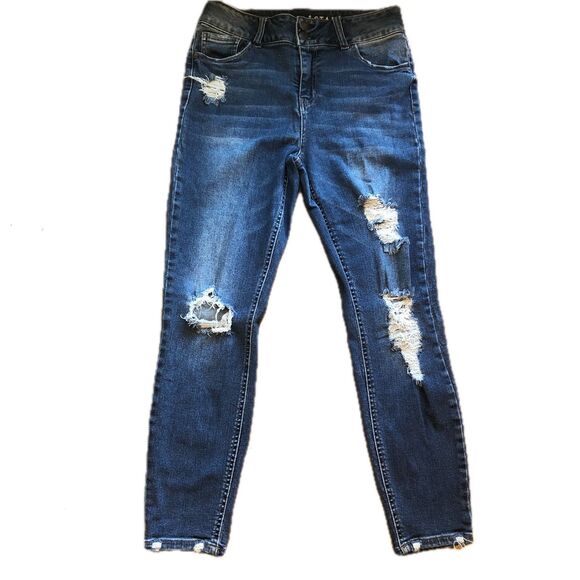 Vanilla Star High Rise Skinny Distressed Jeans Throw Back Vtg Look Sz 9 - Picture 1 of 13